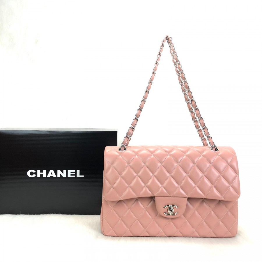 CHNL FLAP BAG 3,55 CAPİTONE BUYUK BOY PUDRA GUMUS
