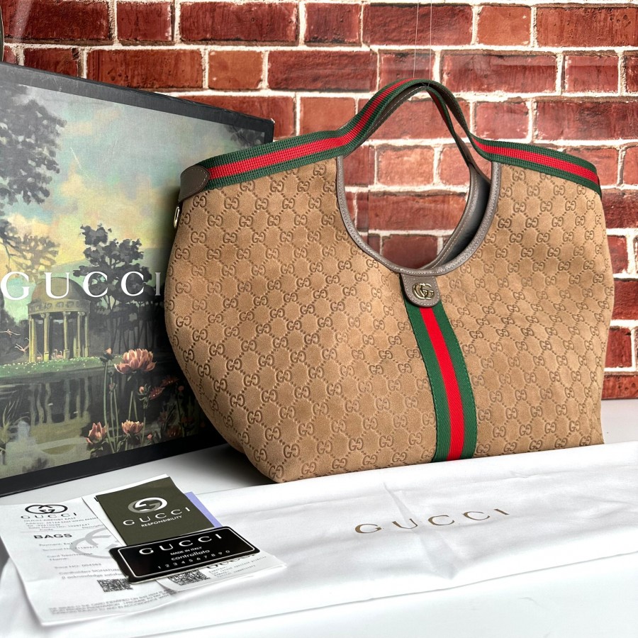 GUCCİ GİGLİO LARGE TOTE SÜET TABA