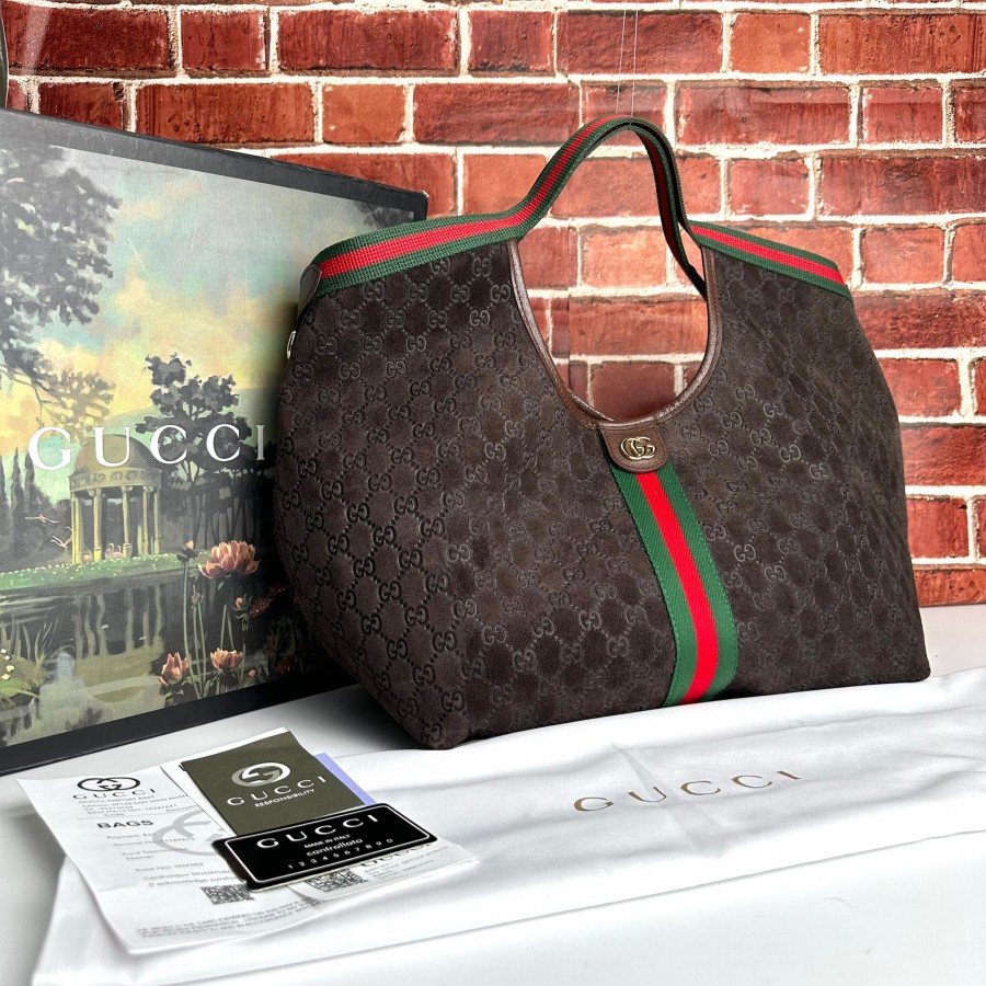 GUCCİ GİGLİO LARGE TOTE SÜET ACI KAHVE