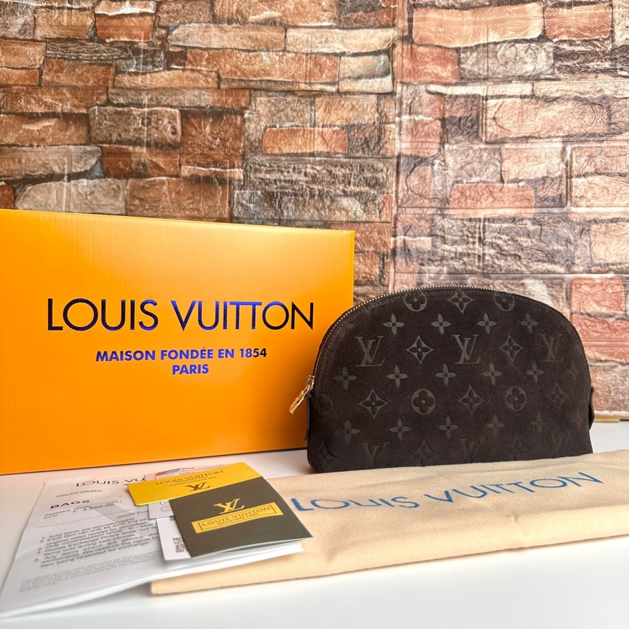 LOUİS VUİTTON COSMETİC POUCH SÜET ACI KAHVE